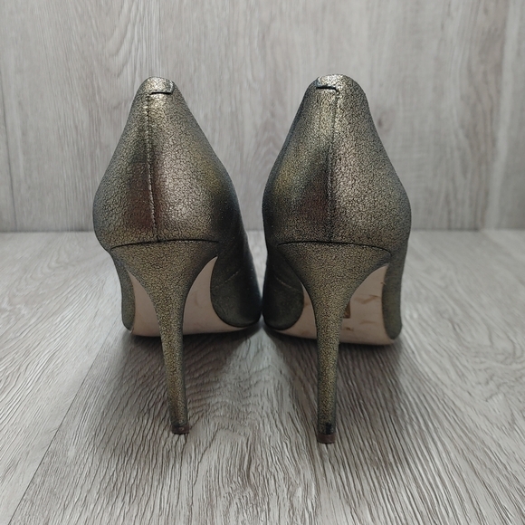 Louise et Cie Seville Metallic Bronze Gold Leather Pointed Pumps Heels Size 7 - Picture 3 of 8